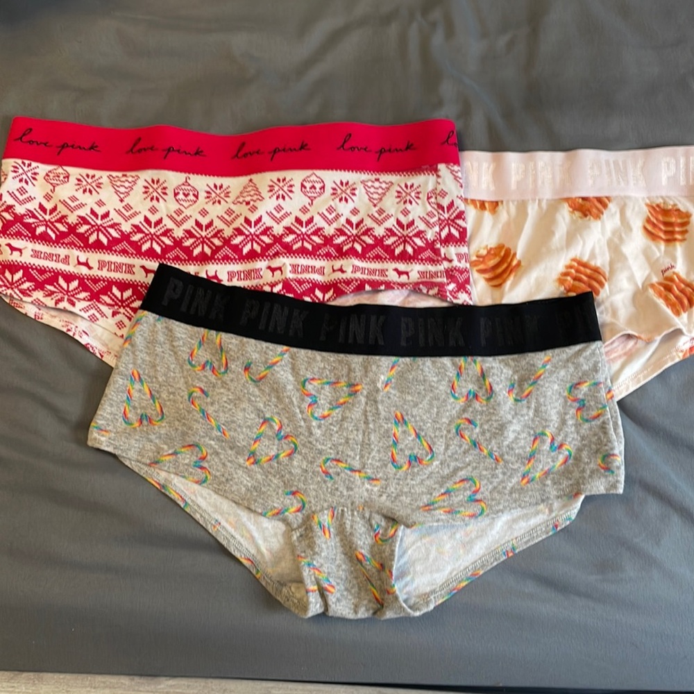 Pink set of 3 Boyshort/boxer size L EUC